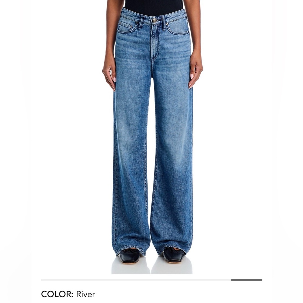 rag & bone Logan Featherweight High Rise Wide Leg Jeans in River